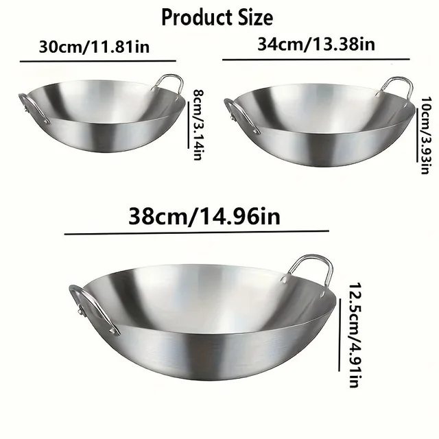 Large Stainless Steel Wok with Dual Handles 5