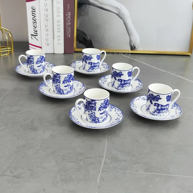 European Style 6 Pieces Espresso Small Coffee Cup Ceramic Set