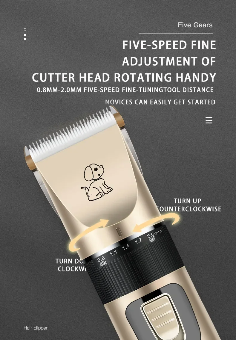 Dog Professional Hair Clipper Electrical Grooming Trimmer for Pets USB Rechargeable Shaver Low Decibel Animals Haircut Machine pet clipper
