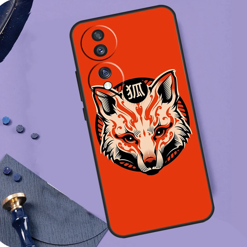 Japanese Kitsune Fox Mask Phone Case For Honor 90 Lite 70 50