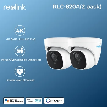 Reolink 2Pcs 4K PoE Outdoor Camera 8MP Human Car pet Detection Security IP Cam Smart Night Version Home Surveillance Camera 820A 1