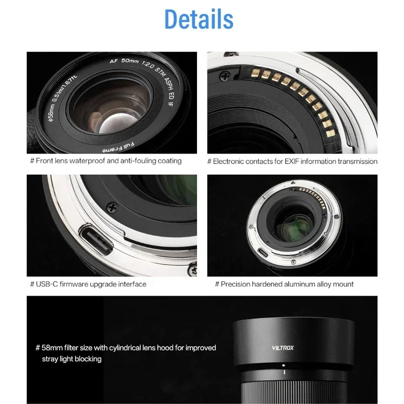 Viltrox AF 50mm F2.0 objectif de caméra Prime plein cadre à mise