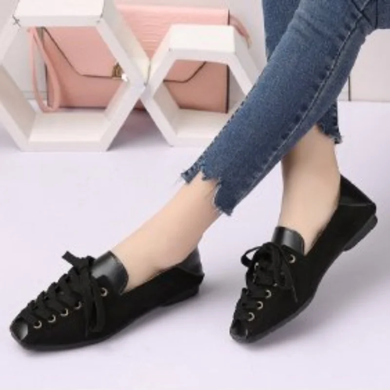 

Fashion New Flat Shoes Women 2022 New Korean Lace Up Shallow Mouth Shoes for Women Lace Up Luxury Shoes Women Zapatos Mujer