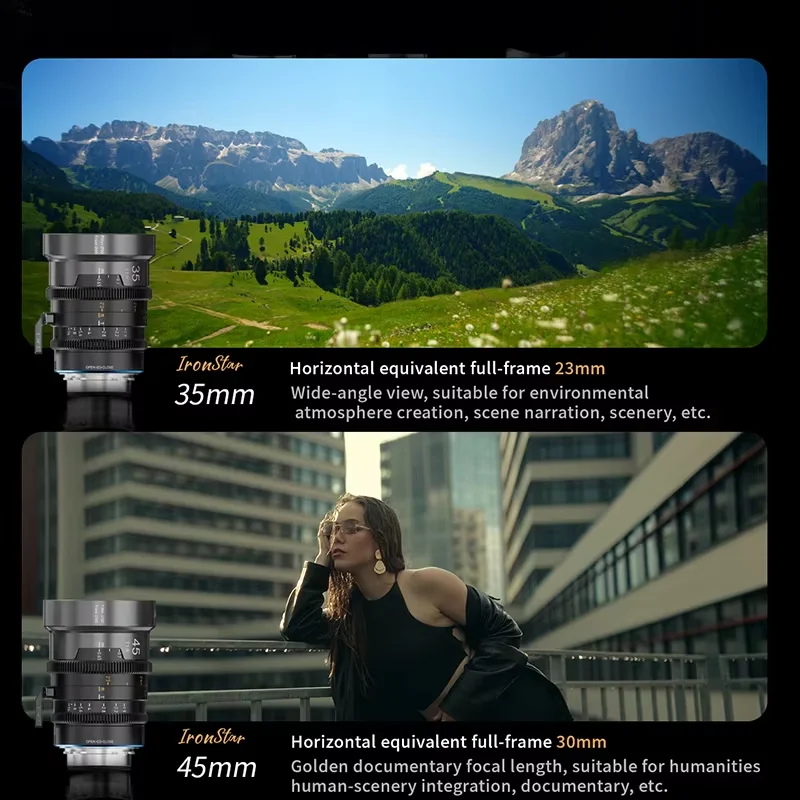 SIRUI IronStar 35mm 45mm 60mm T1.9 1.5X 아나모픽 시네 렌즈 캐논 EF PL 마운트 카메라용 대형 조리개 풀 프레임 렌즈