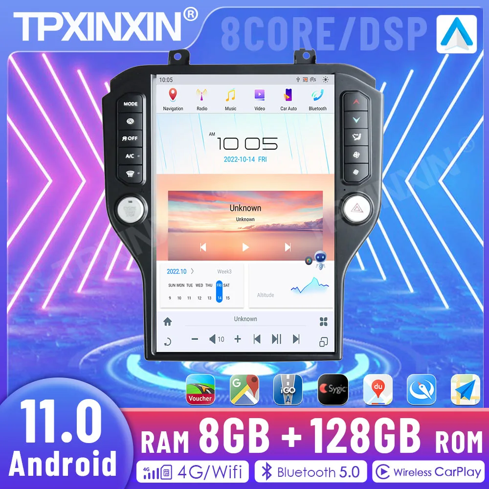 

Tesla Style 14.5 Inch HD Touch Screen Qualcomm For Ford Mustang 2015-2023 Car Radio Multimedia Player CarPlay GPS Navi Head Unit