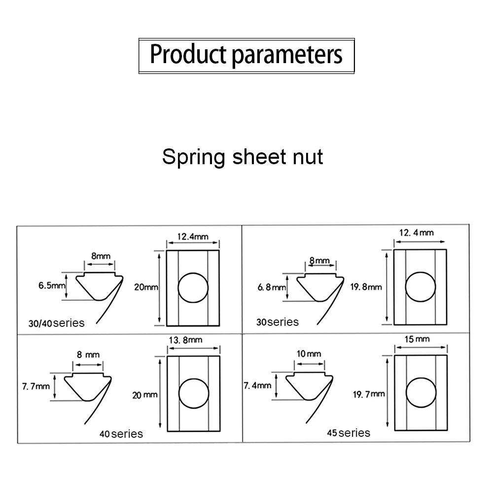 T Block Sliding Nut M3 M5 M6 M8 Zinc/Nickel Plated Roll in Spring T-nut With Ball 5-10pcs For 20 30 40 45 Aluminum Profile Slot