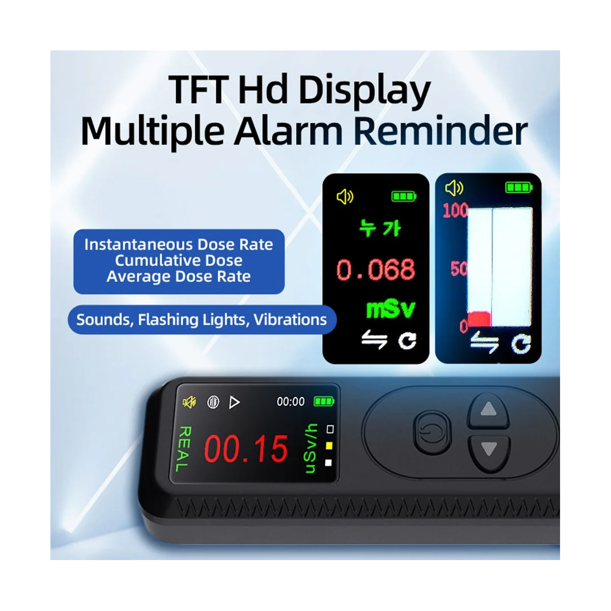 

Geiger Counter Rechargeable Nuclear Radiation Detector Personal Dosimeter Detector TFT Radioactive Tester-White