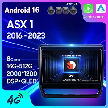 Android 16 Carplay para Mitsubishi ASX 2016 2017 2018 - 2023 Radio de coche con pantalla 2K, reproductor multimedia GPS, autorradio, video, estéreo, DSP 1