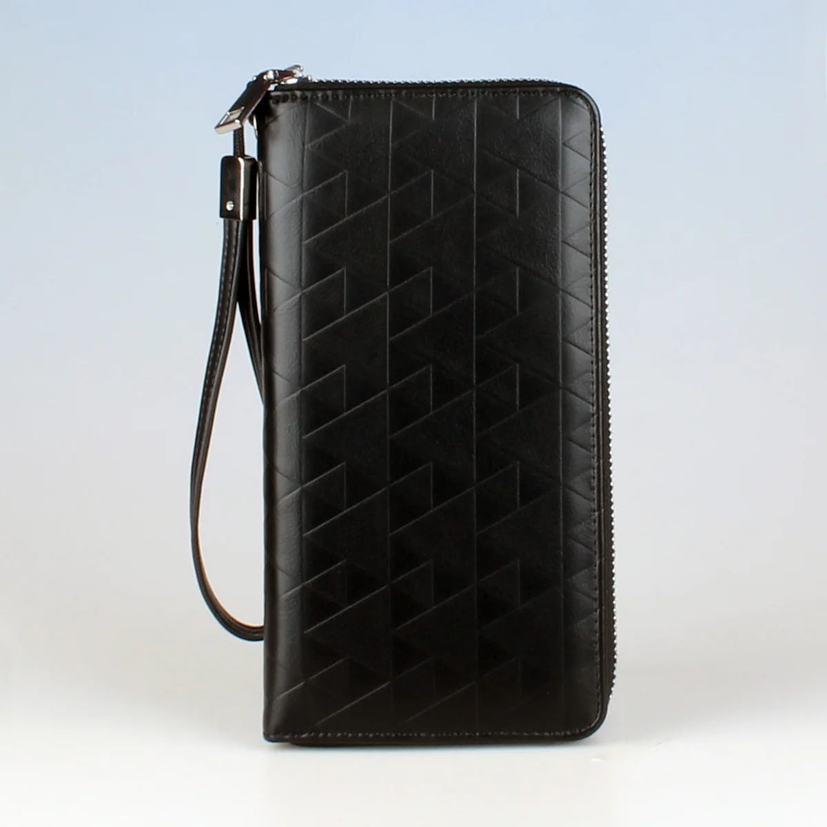Trendy Black Minimalist Long Clutch Wallet, Classic Zipper Around Coin Purse, Portable Wristlet Bag