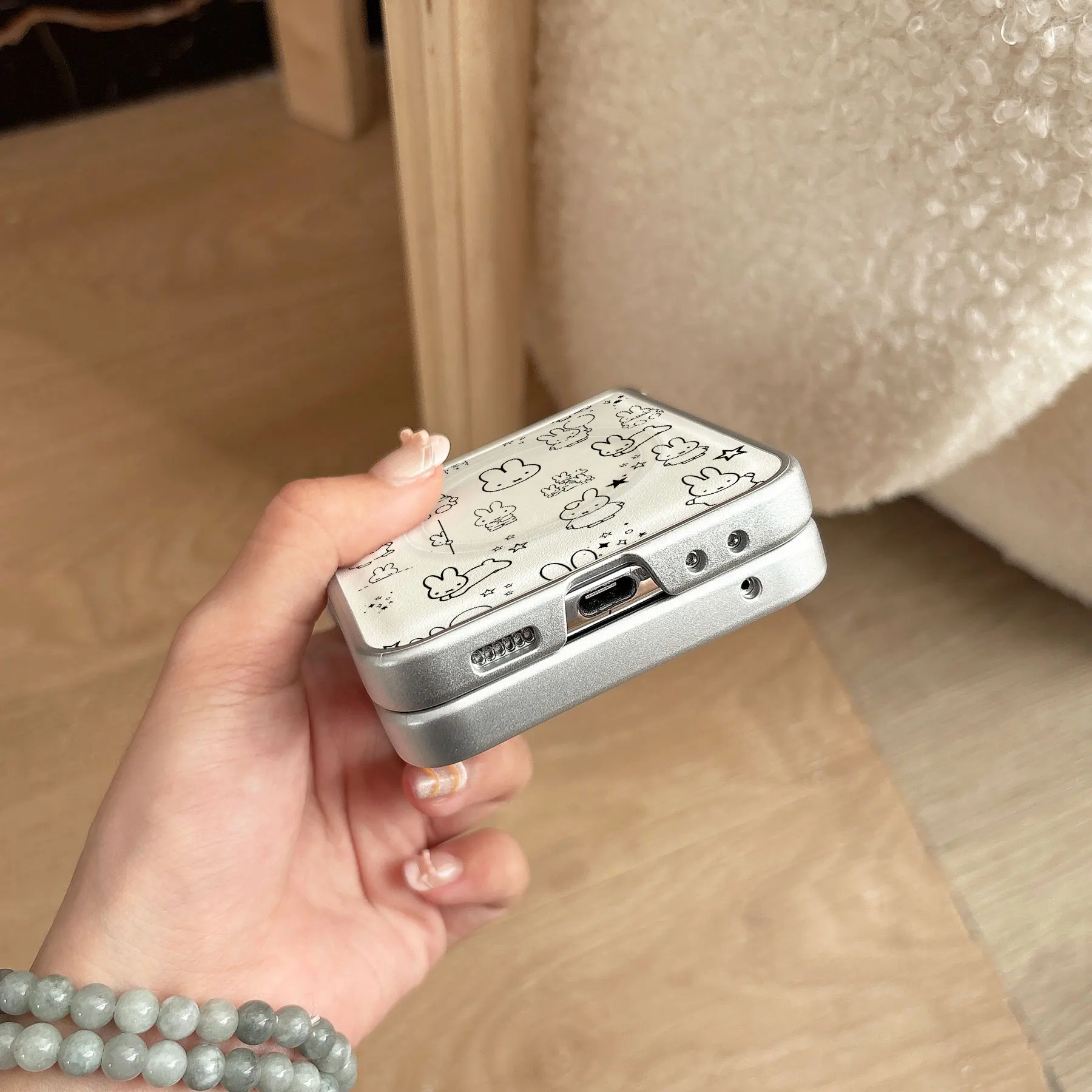 Adorable Miffy Magnetic Foldable Shockproof Phone Case with Magsafe Compatibility