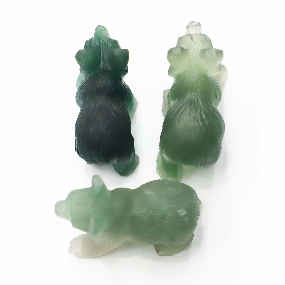 1Pcs Natural Stone Carved Bear Animal Ornaments Fluorite Crystal Quartz Stone Crafts Handmade Figurine Home Decoration Wholesale