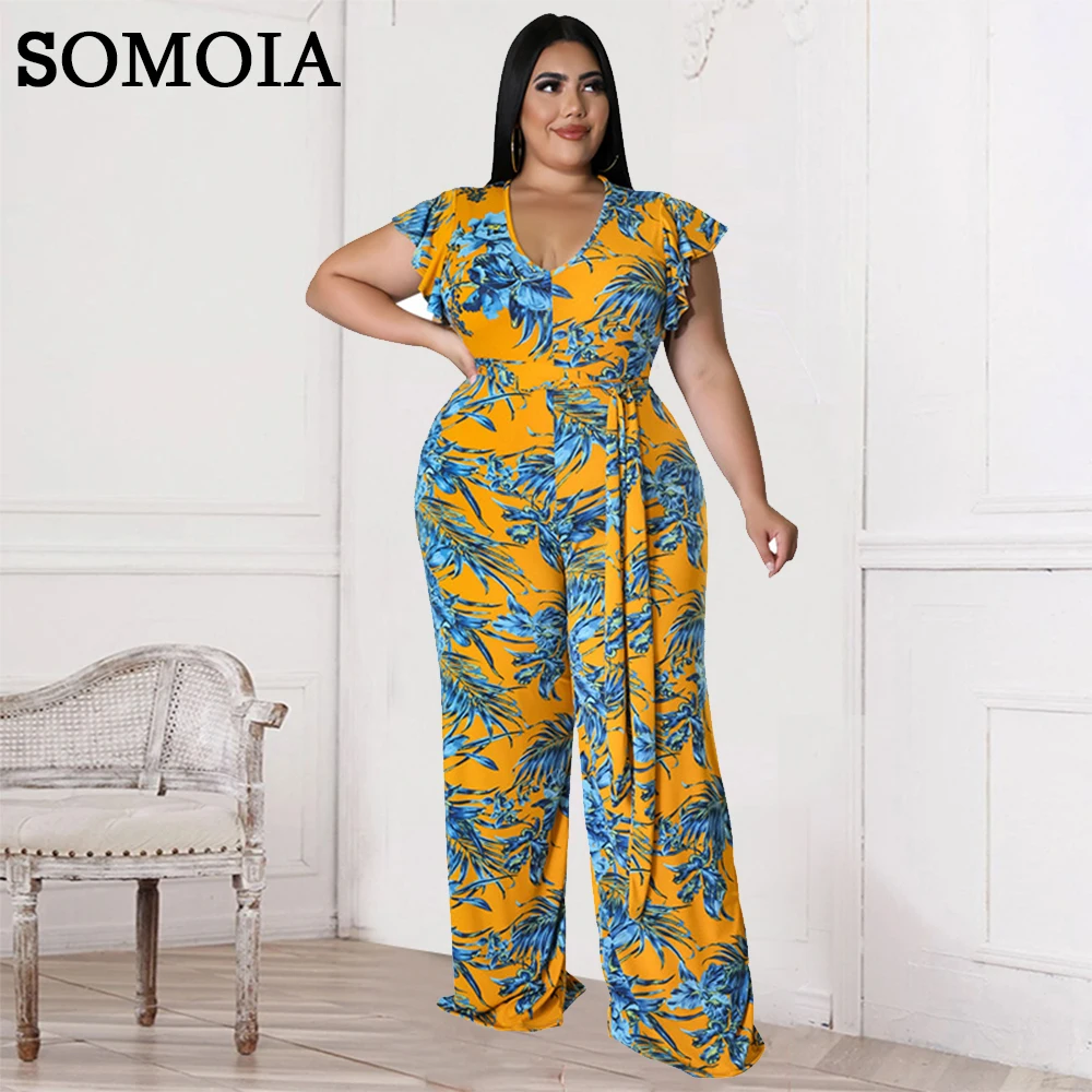 Plus Size Women Printed Long Sleeve Jumpsuit - The Little Connection