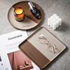Stainless Steel Leather Storage Tray French Elegant Brown Desktop Key Jewelry Storage Tray Aromatherapy Storager Organizer 1