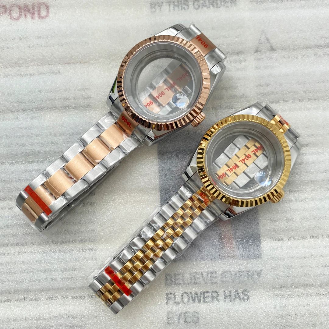 

39mm S Logo Date just Watch Case Watch Strap Precision Steel Sapphire Glass Suitable For NH35/NH36 Movement Watch Accessories