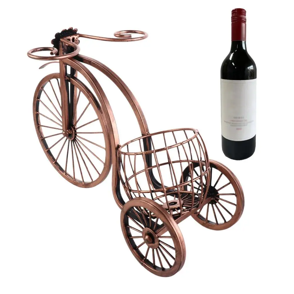 Elegant European Retro Wine Rack: Decorative Metal Tricycle Display and Organizer