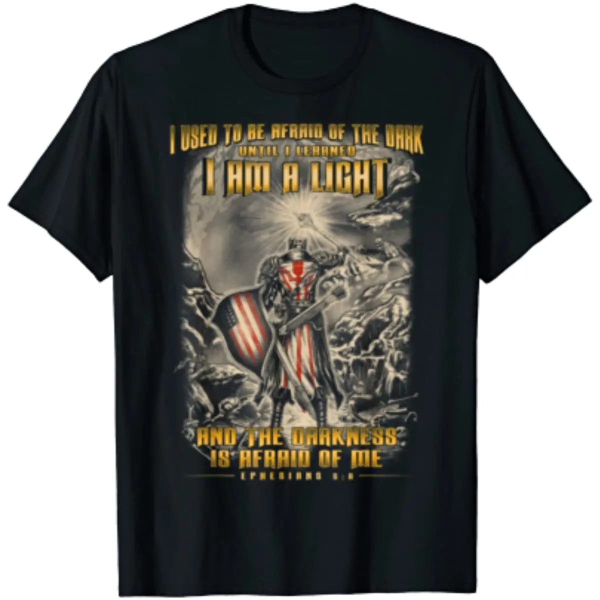 

I Am A Light. Warriors of Christ Bible Verse Christian Gift T-Shirt 100% Cotton O-Neck Summer Short Sleeve Casual Mens T-shirt