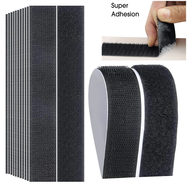 Velcro Strips Nylon Self Adhesive Strips Fastener 2PCS Black