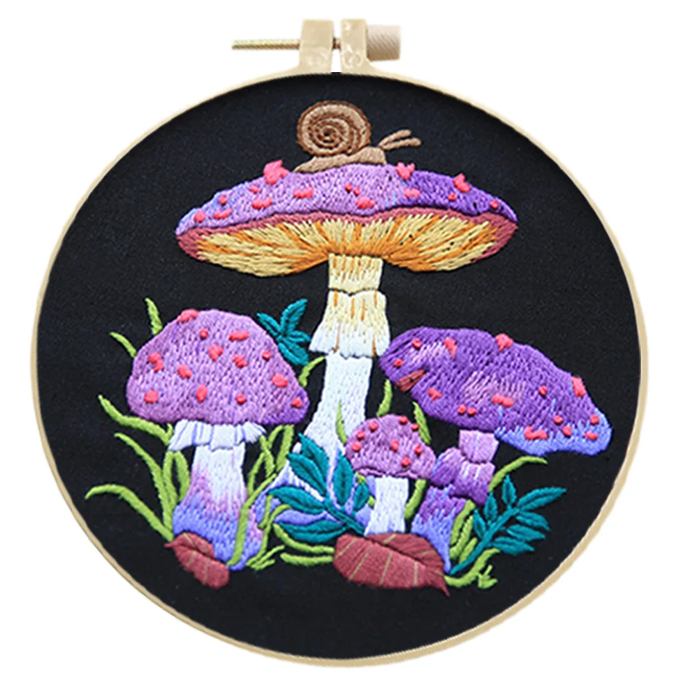 DIY Mushroom Pattern Embroidery Kit with Hoop Needlework Practice for  Beginner Hobby Embroidery Cross Stitch Set Wall Decoration - AliExpress