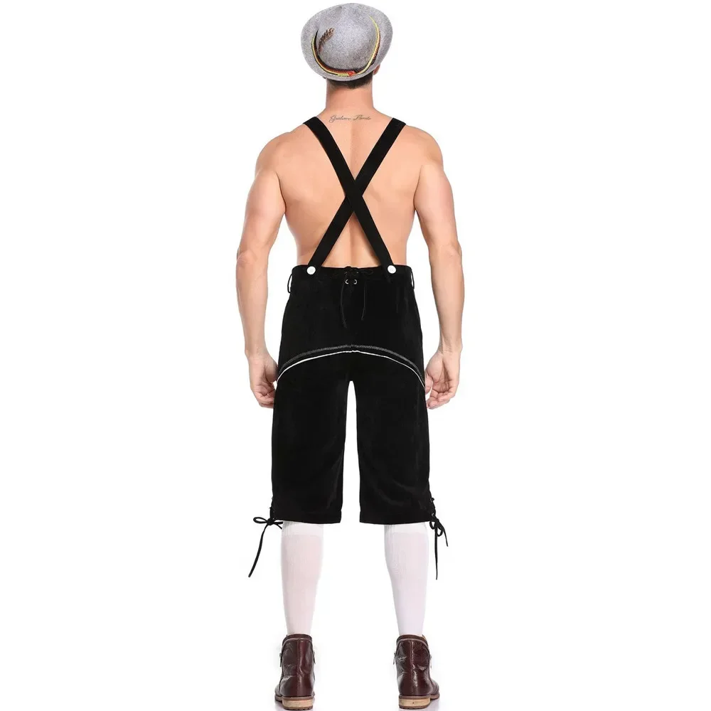 Bavarian Lederhosen Strap Pants For Men Traditional Oktoberfest Costumes Beer Festival Male Cosplay Halloween Party Outfit