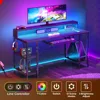 Computer Desk with LED Lights & Power Outlets, 54” Gaming Desk with Storage Shelves, Home Office Desk with Keyboard Tray 5