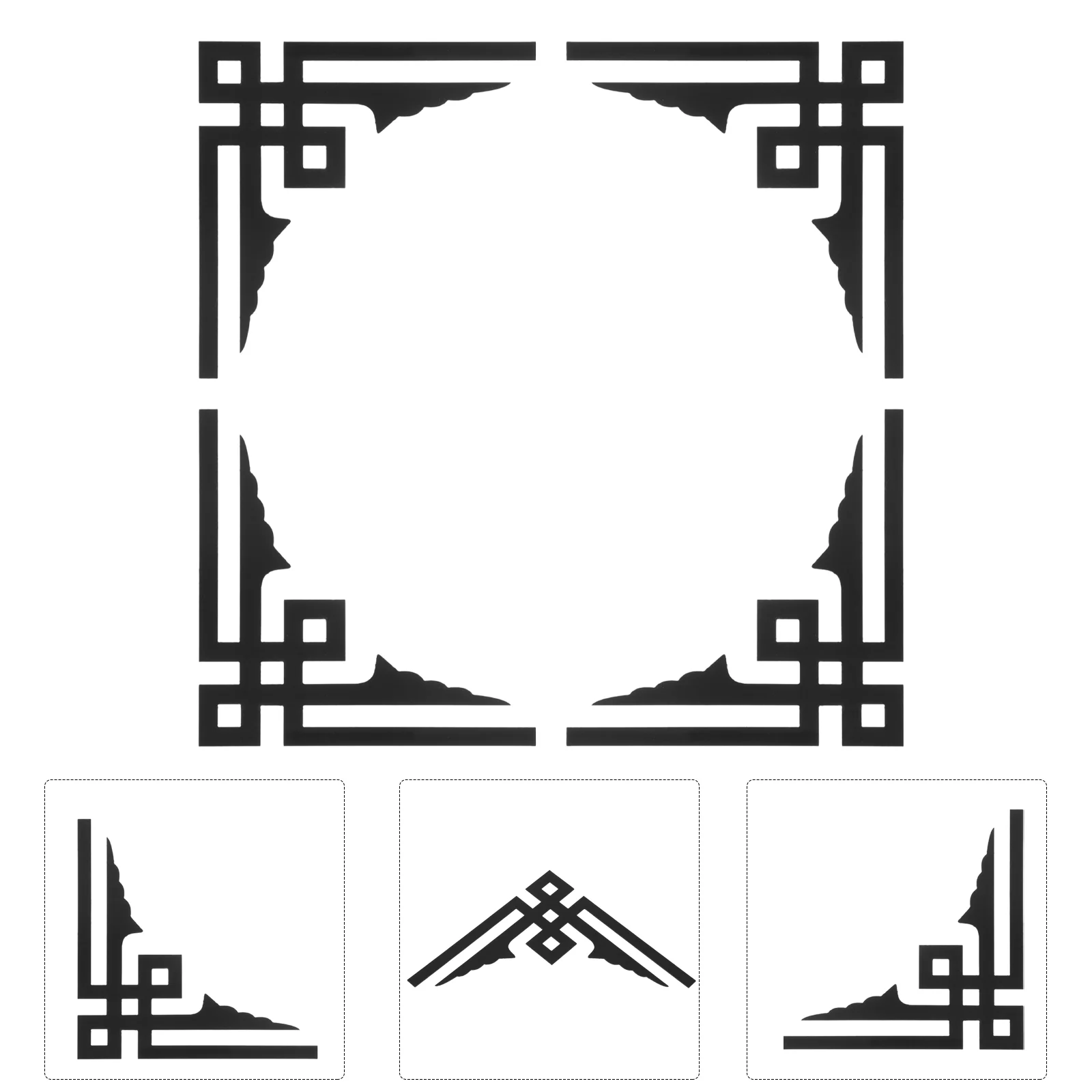 

4 Pcs Nail Sticker Corner Onlay Frame Stickers for Wall Bathroom Mirror Border Diagonal Paste Furniture Peel and Acrylic