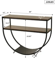 48'' 2-Tier Console Table Modern Sofa Table with Storage Shelves Arc-Shaped Table for Entryway Living Room Dining Room and Porch 2