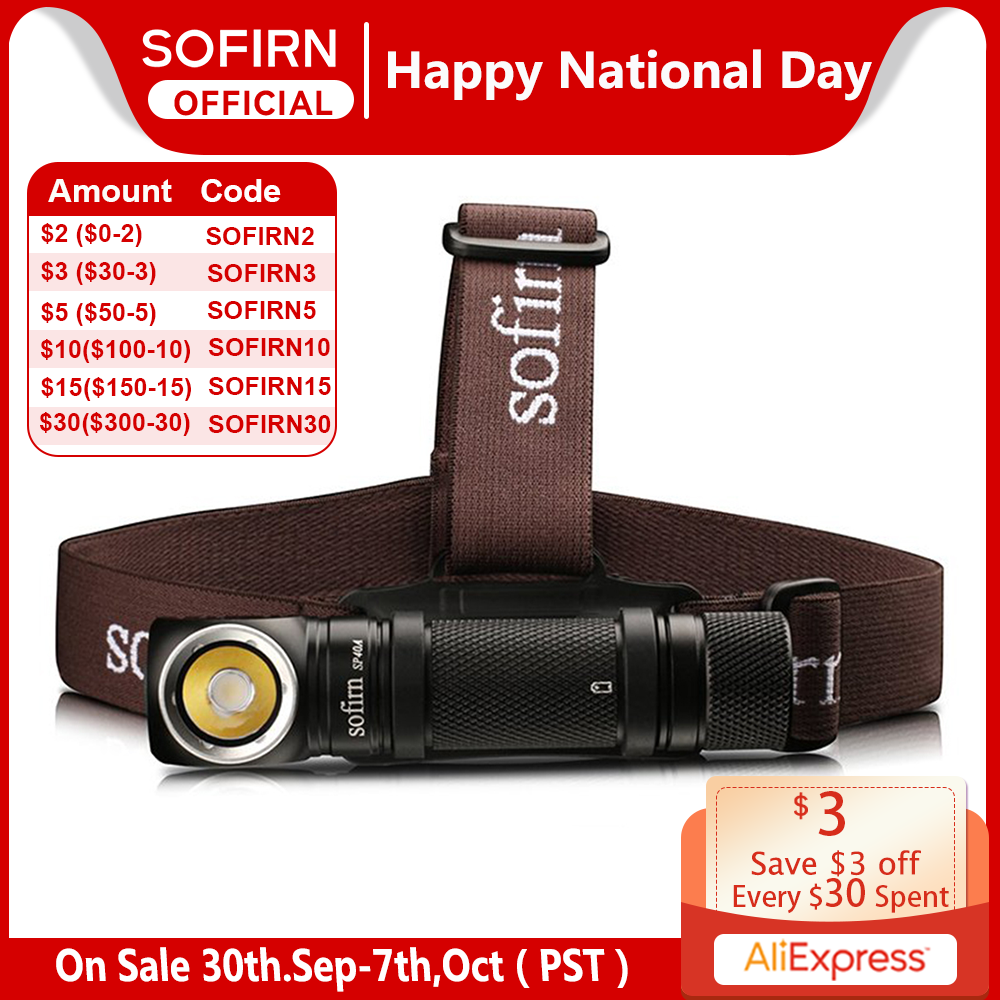 Sofirn SP40A TIR Optics  Rechargeable LED Headlamp LH351D 1200lm 18650 Headlight 18350 Angle Flashlight with Magnet Tail