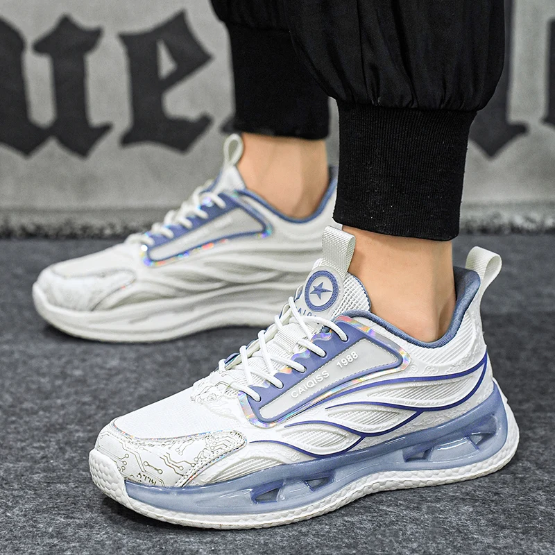 Tênis de corrida respirável casual masculino, tênis versátil