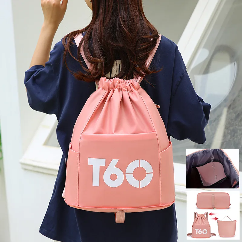 

Gym Backpack Men's Sports Drawstring Swimming Waterproof Fold Training T60 Yoga Shoulder Packing For Women Weekend Travel Bolsas