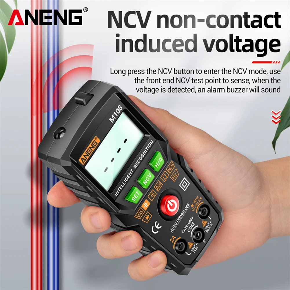 ANENG M107/M108 High Precision 4000 Counts Smart Digital Multimeter LCD Resistance NCV DC AC Voltage Current Tester Meter