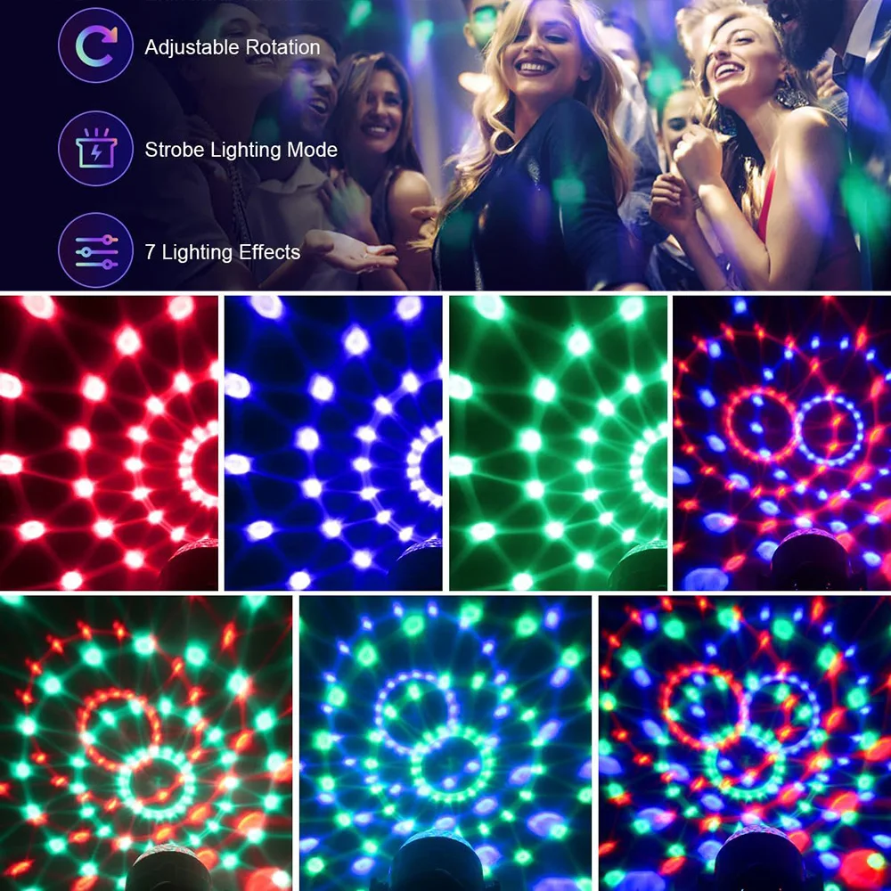 Sfera Disco Ball 360° Con Controllo Vocale - Lampada Da Festa RGB, Rotante, Con Telecomando E USB - Foto 13