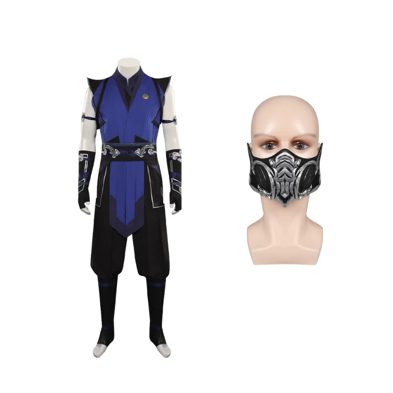 thumbnail image 1 of Disfraz de fantasía de Sub Zero Mortal Kombat para hombre adulto, pantalones y máscara, ropa de carnaval y Halloween, 1 of 5