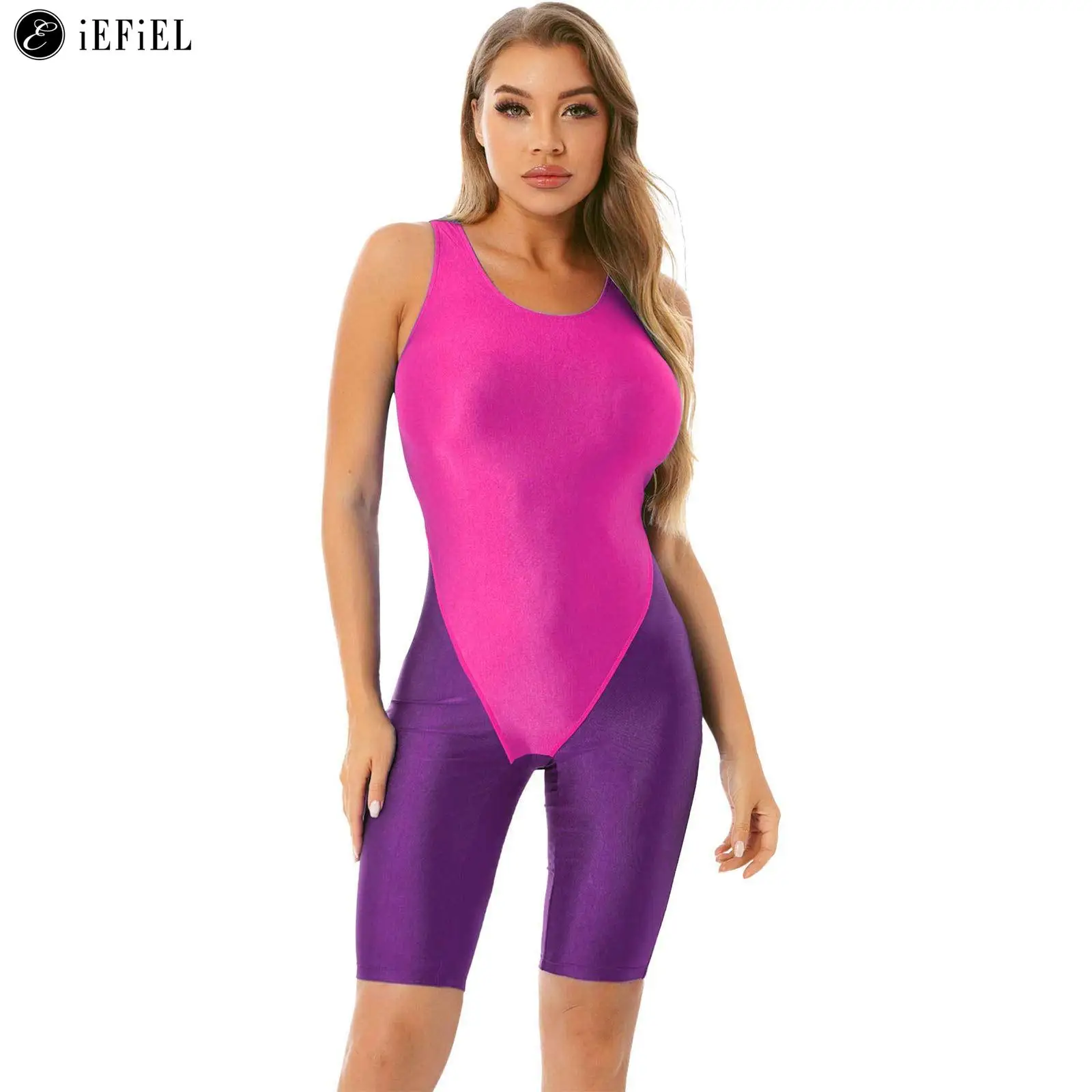 WomensBoylegUnitardOnePieceSleevelessRacerbackAthleticSwimsuit