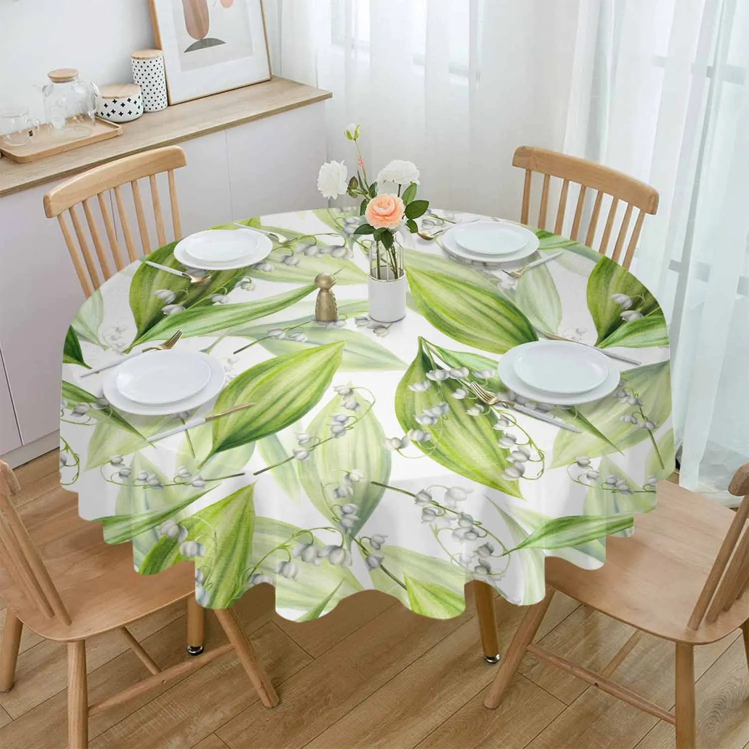 

Lily Of The Valley Watercolor Flower Table Cloth Waterproof Wedding Holiday Tablecloth Coffee Table Decor Table Cover