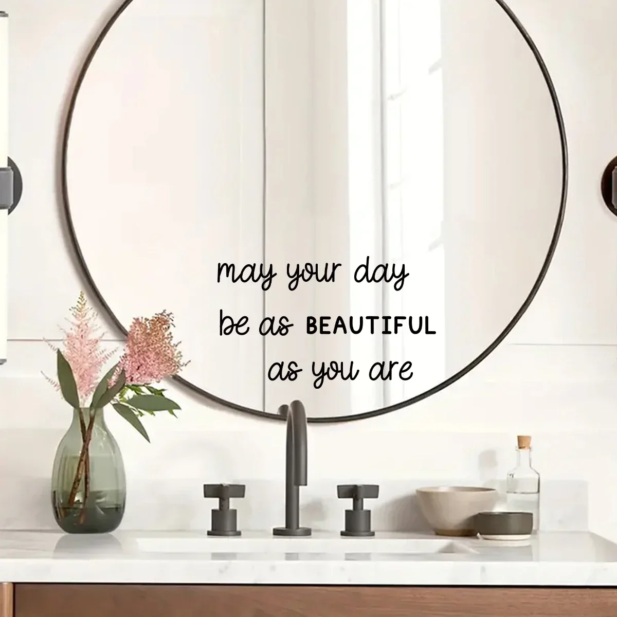 1pcs PVC Self-adhesive Mirror Stickers for Bedroom Home Decor Encourage Quotes Removable Wall Decals Living Room Decoration