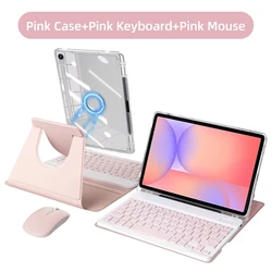 Enhanced Wireless Keyboard Case for Tablets - Smart and Sleek Design (Pink and Mouse)
