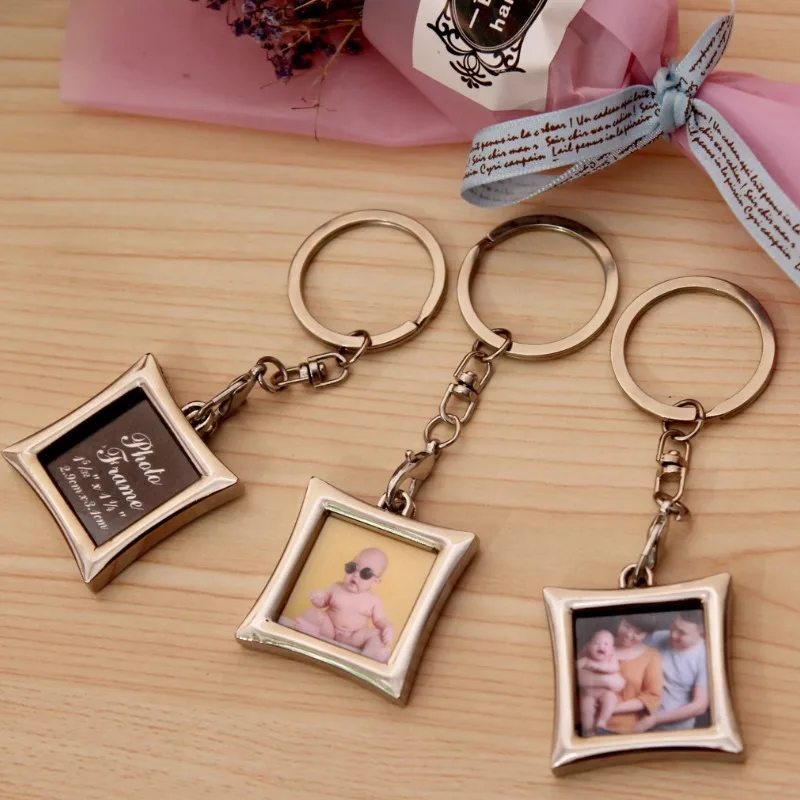 8 Portachiavi Quadrati In Acrilico Trasparente Con Cornice Per Foto 3,3x3,3 Cm - Fai Da Te Personalizzato - 3