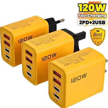 Total 120W Phone Charger Fast Charging Quick Charger PD USB Type C Wall Adapter For iPhone 16 15 Xiaomi 14 Huawei Redmi Oneplus 1