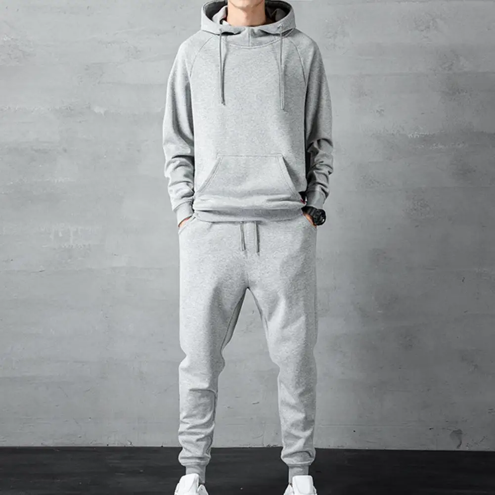 

Men Sweatshirt Sweatpants Pants Set Autumn Men Tracksuit Sports Hoodie Drawstring Jogger Suit Trendy Hoodie Pants Two Piece Set