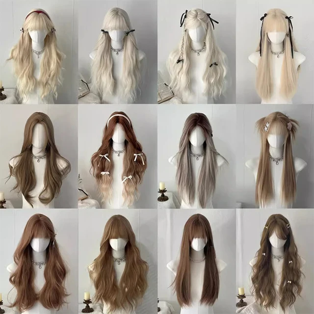 Synthetic Long Body Wave Black And Gray Ombre Cosplay Wigs White Blonde for Women Long Wavy Hair Natural Lolita 2