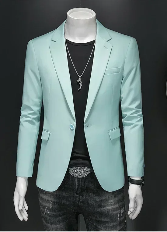 Fashion Men's Business Casual Blazer Black White Red Green Solid Color Slim Fit Jacket Wedding Groom Party Suit Coat M-6XL 5