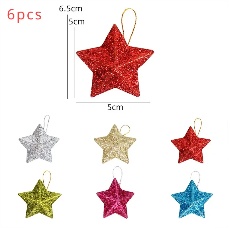 2024 Adornos navideños de plástico Adornos de estrellas con purpurina dorada Adornos colgantes para árbol de Navidad Árbol de Navidad