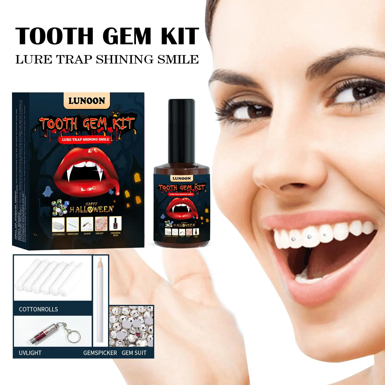 

Tooth Gem Set DIY Tooth Gem Jewelry Kit Diamond Crystals Kit Teeth Teeth Jewelry Teeth Ornament Decoration Gems Halloween R5F7