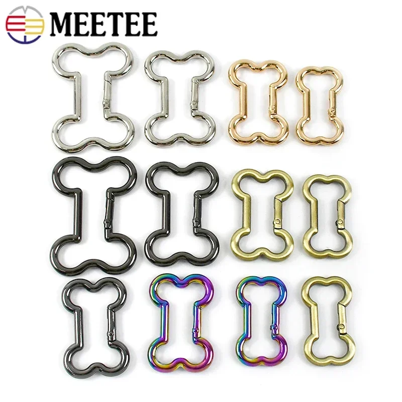 

5Pcs Meetee 20-38mm Metal Buckles Keyring Bone Shaped Spring Ring Adjust Clasp Bag Chain Connect Hook DIY Hardware Accessories