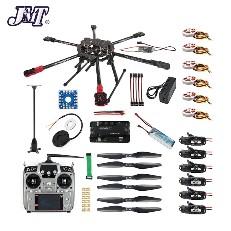 

JMT Full Set Hexacopter Drone 6-axle Aircraft Kit Tarot FY690S Frame 750KV Motor GPS APM 2.8 Flight Control AT10Transmitter