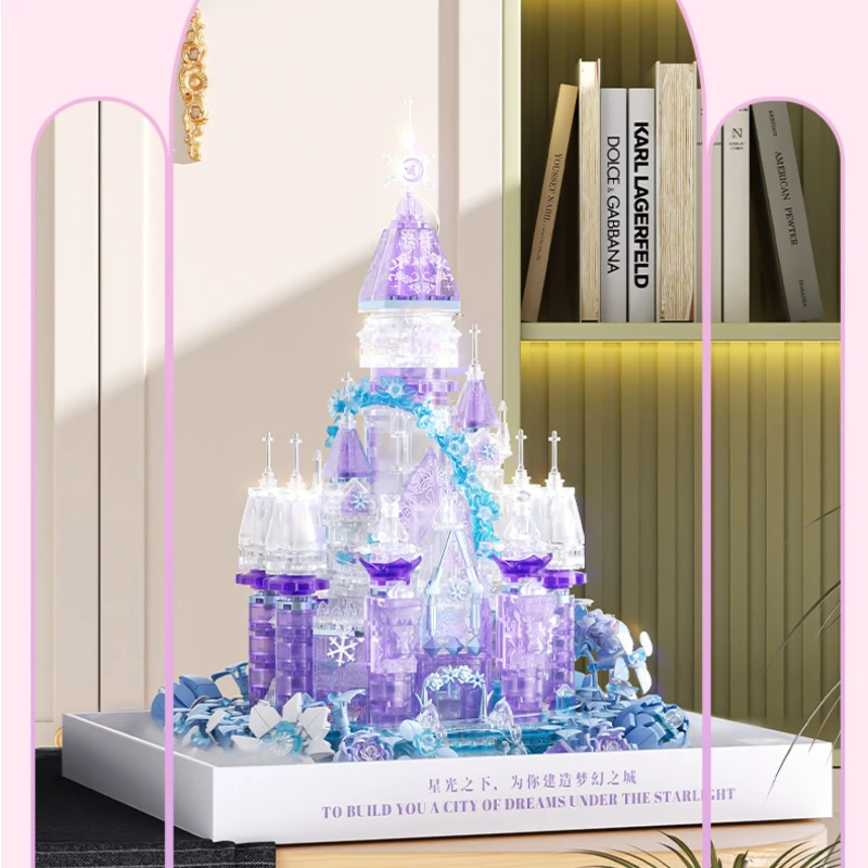 별과 달 꿈의 성 빌딩 블록, 꽃, 귀여운 데스크탑 장식품, 조립 모델 장난감, 소녀 생일 선물, 신제품