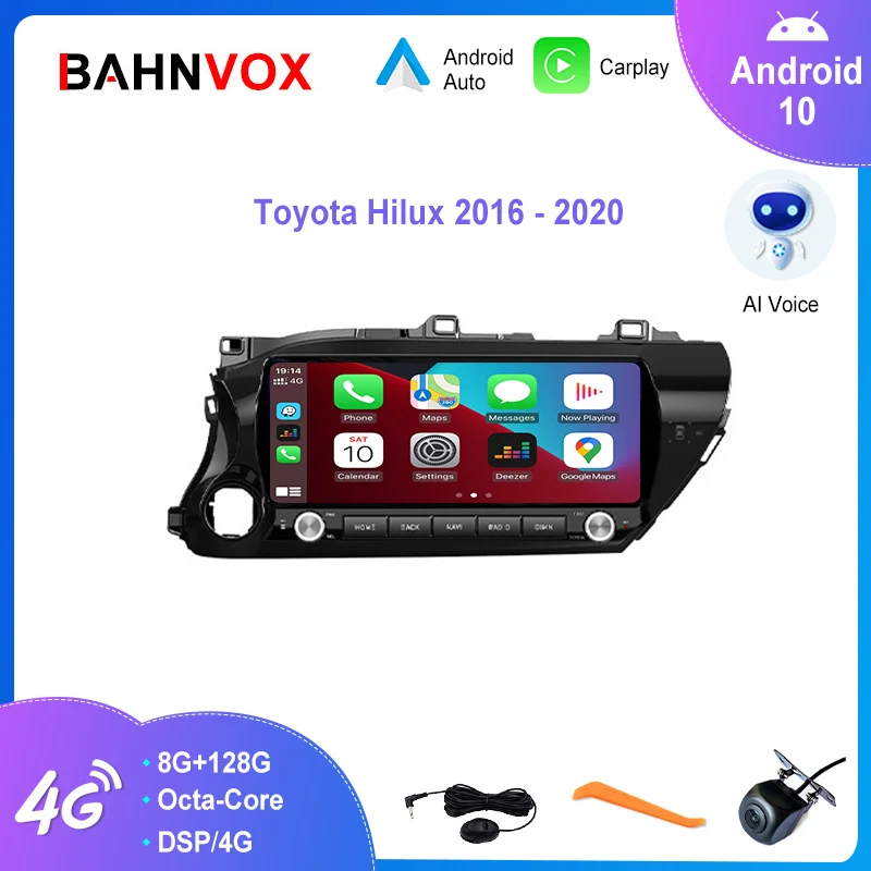 Автомагнитола 12,3 дюйма, Android 10,0, для Toyota Hilux 2016-2020, стерео, мультимедийный видеоплеер, Carplay, GPS-навигация, головное устройство 8G + 256G