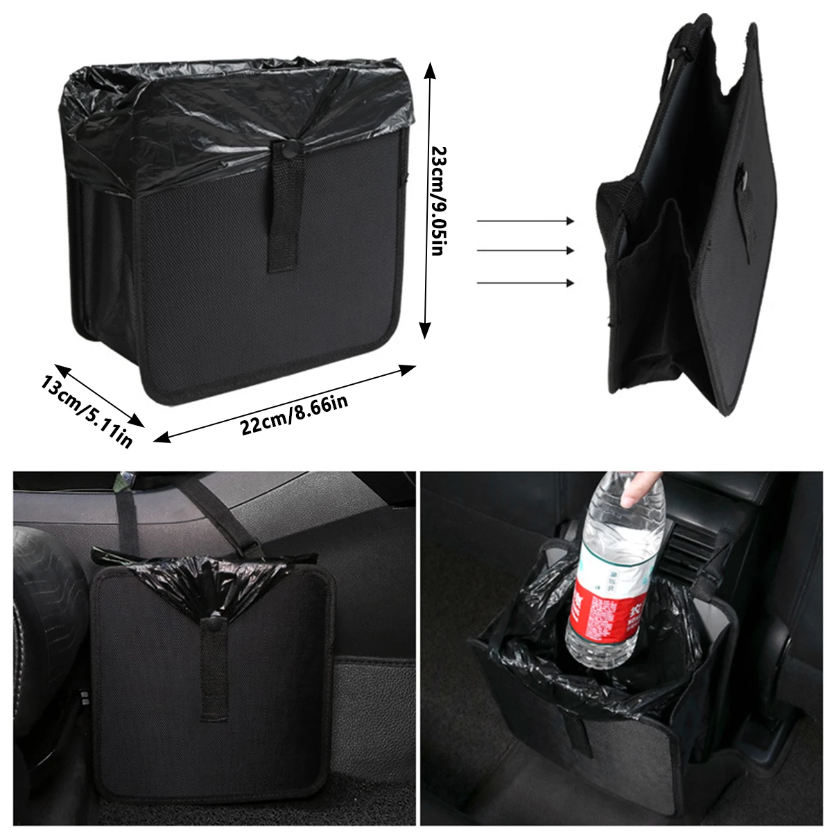 Car Trash Can 6.5L Adjustable Strap Waterproof Foldable Portable Organizer Bin