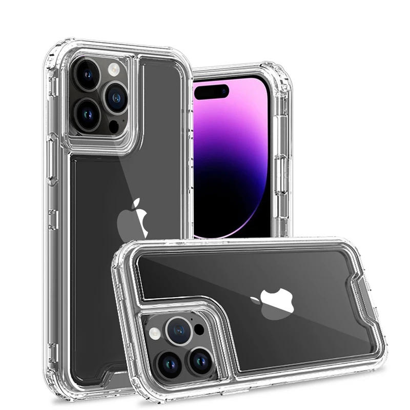 thumbnail image 1 of 3 in 1 Heavy Duty Armor Shockproof Phone Case For iPhone 15 14 13 12 11 Pro Max Anti Shock Transparent Rugged TPU&PC Back Cover, 1 of 4