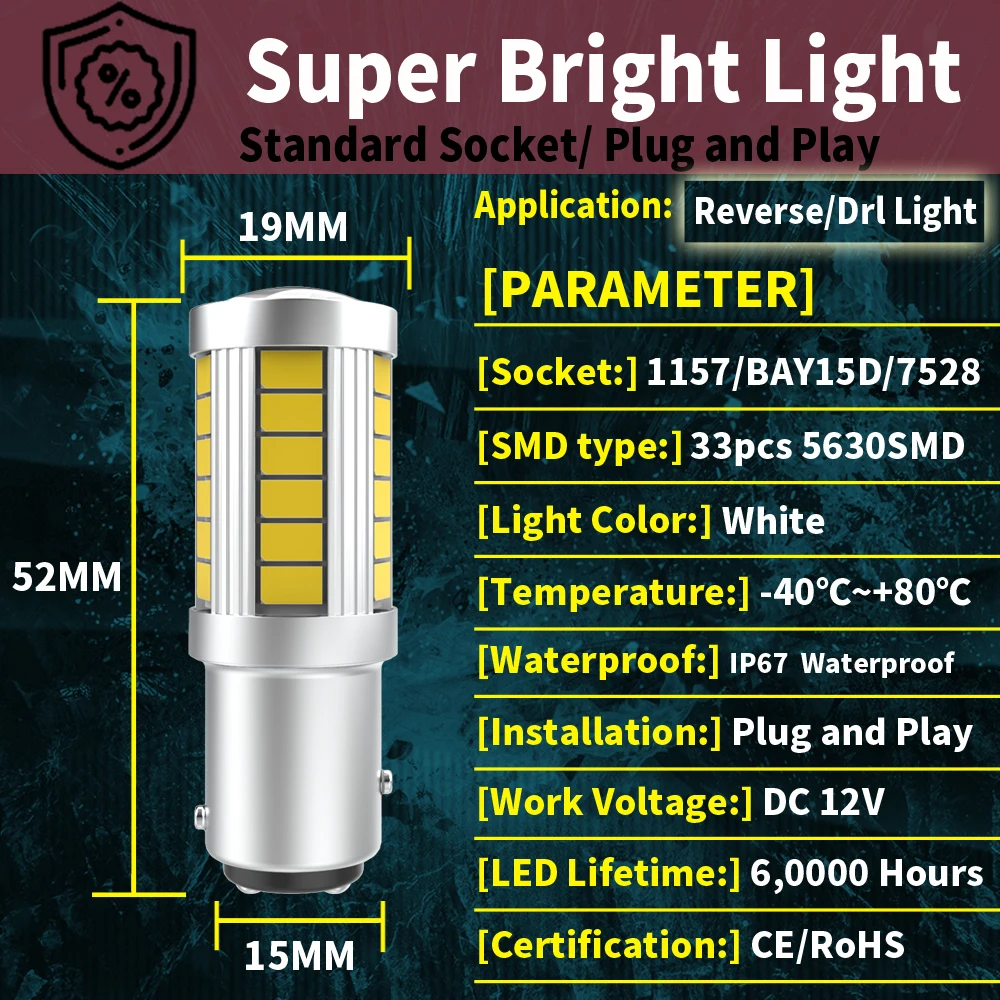 Lampada Led 1157 BAY15D P21/5W Canbus Bianco 12V No Errore IP67